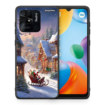 Θήκη Xiaomi Redmi 10C Christmas Snow από τη Smartfits με σχέδιο στο πίσω μέρος και μαύρο περίβλημα | Xiaomi Redmi 10C Christmas Snow case with colorful back and black bezels