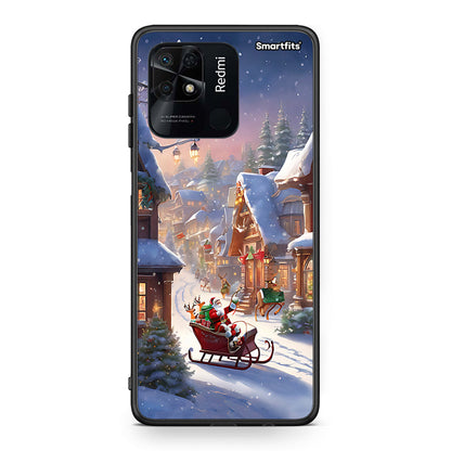 Xiaomi Redmi 10C Christmas Snow θήκη από τη Smartfits με σχέδιο στο πίσω μέρος και μαύρο περίβλημα | Smartphone case with colorful back and black bezels by Smartfits