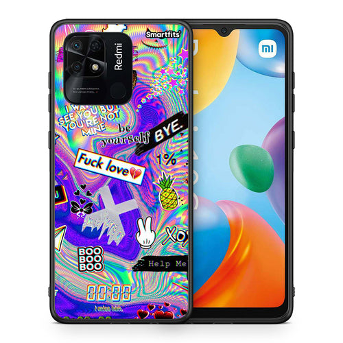 Θήκη Xiaomi Redmi 10C Game Over από τη Smartfits με σχέδιο στο πίσω μέρος και μαύρο περίβλημα | Xiaomi Redmi 10C Game Over case with colorful back and black bezels