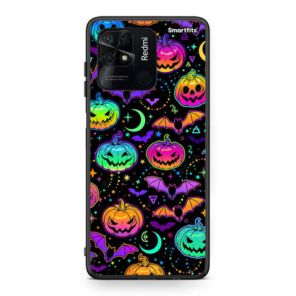 Xiaomi Redmi 10C Neon Halloween θήκη από τη Smartfits με σχέδιο στο πίσω μέρος και μαύρο περίβλημα | Smartphone case with colorful back and black bezels by Smartfits
