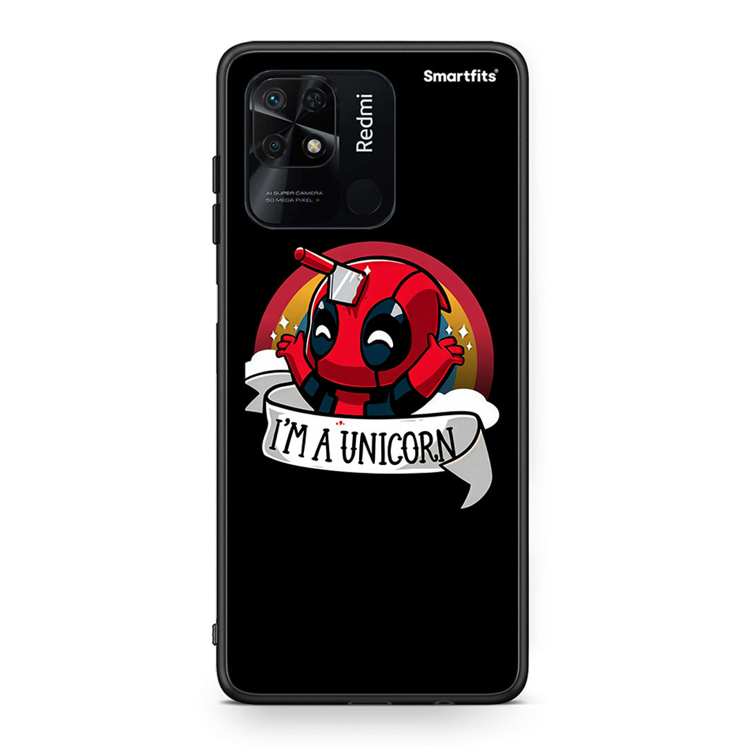 Xiaomi Redmi 10C Unicorn Deadpool θήκη από τη Smartfits με σχέδιο στο πίσω μέρος και μαύρο περίβλημα | Smartphone case with colorful back and black bezels by Smartfits