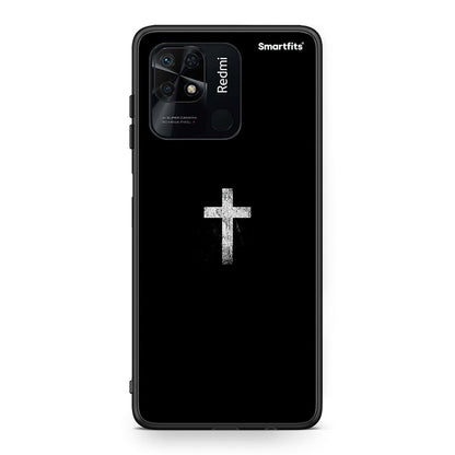Xiaomi Redmi 10C White Cross θήκη από τη Smartfits με σχέδιο στο πίσω μέρος και μαύρο περίβλημα | Smartphone case with colorful back and black bezels by Smartfits