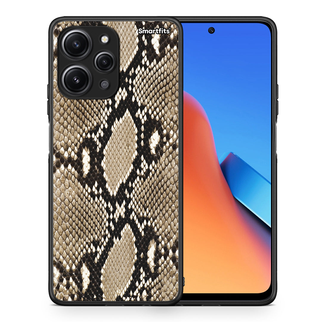 Θήκη Xiaomi Redmi 12 4G Fashion Snake Animal από τη Smartfits με σχέδιο στο πίσω μέρος και μαύρο περίβλημα | Xiaomi Redmi 12 4G Fashion Snake Animal case with colorful back and black bezels