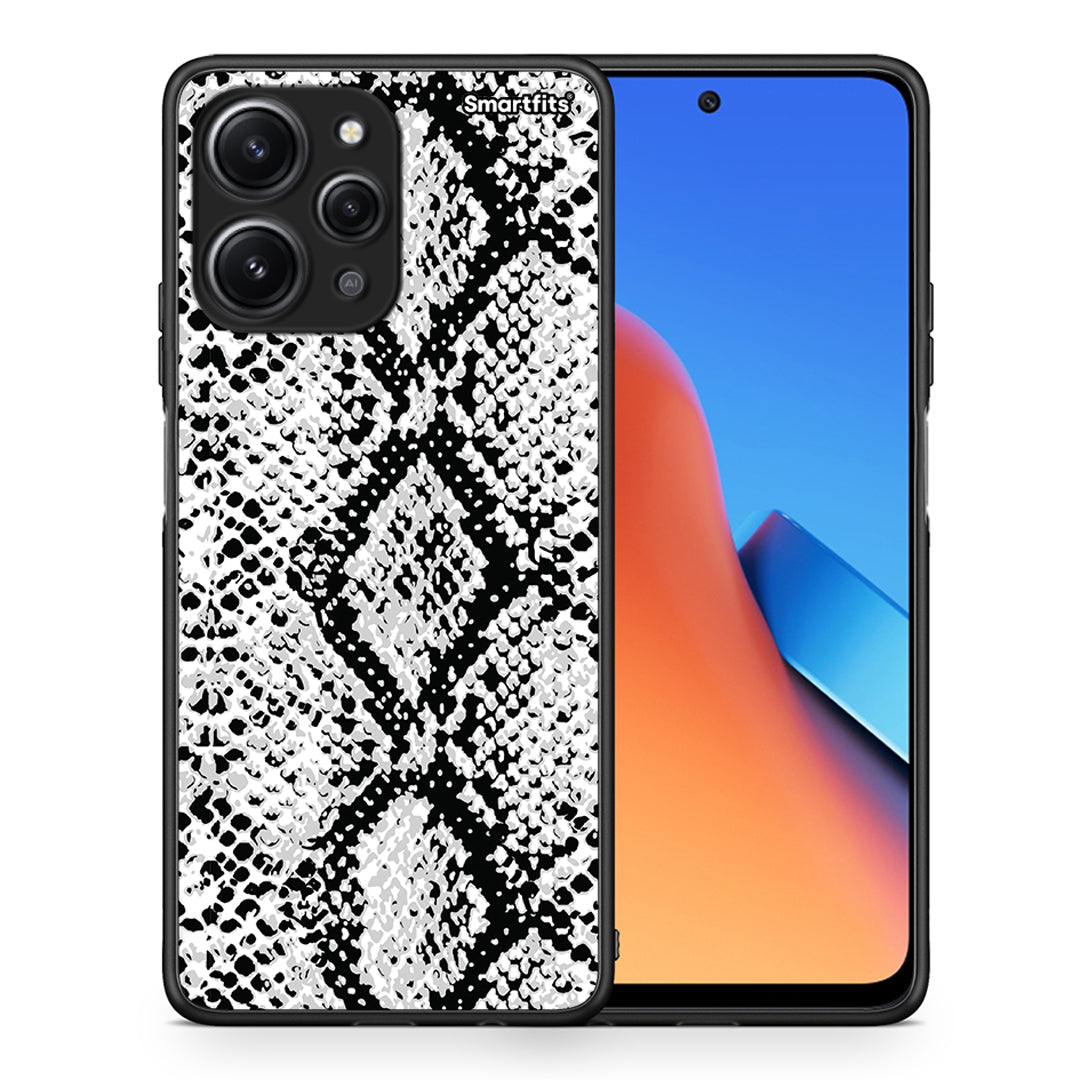 Θήκη Xiaomi Redmi 12 4G White Snake Animal από τη Smartfits με σχέδιο στο πίσω μέρος και μαύρο περίβλημα | Xiaomi Redmi 12 4G White Snake Animal case with colorful back and black bezels