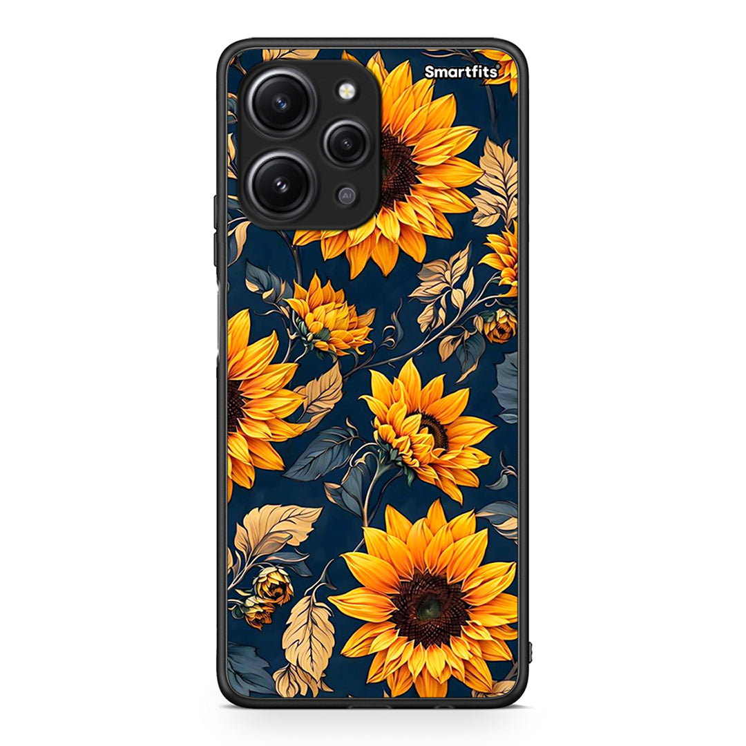 Xiaomi Redmi 12 4G Autumn Sunflowers Θήκη από τη Smartfits με σχέδιο στο πίσω μέρος και μαύρο περίβλημα | Smartphone case with colorful back and black bezels by Smartfits