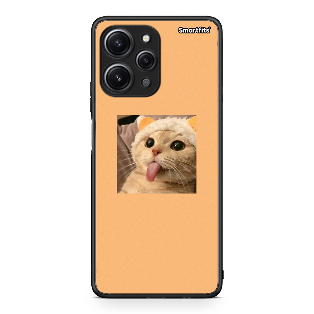 Xiaomi Redmi 12 4G Cat Tongue θήκη από τη Smartfits με σχέδιο στο πίσω μέρος και μαύρο περίβλημα | Smartphone case with colorful back and black bezels by Smartfits