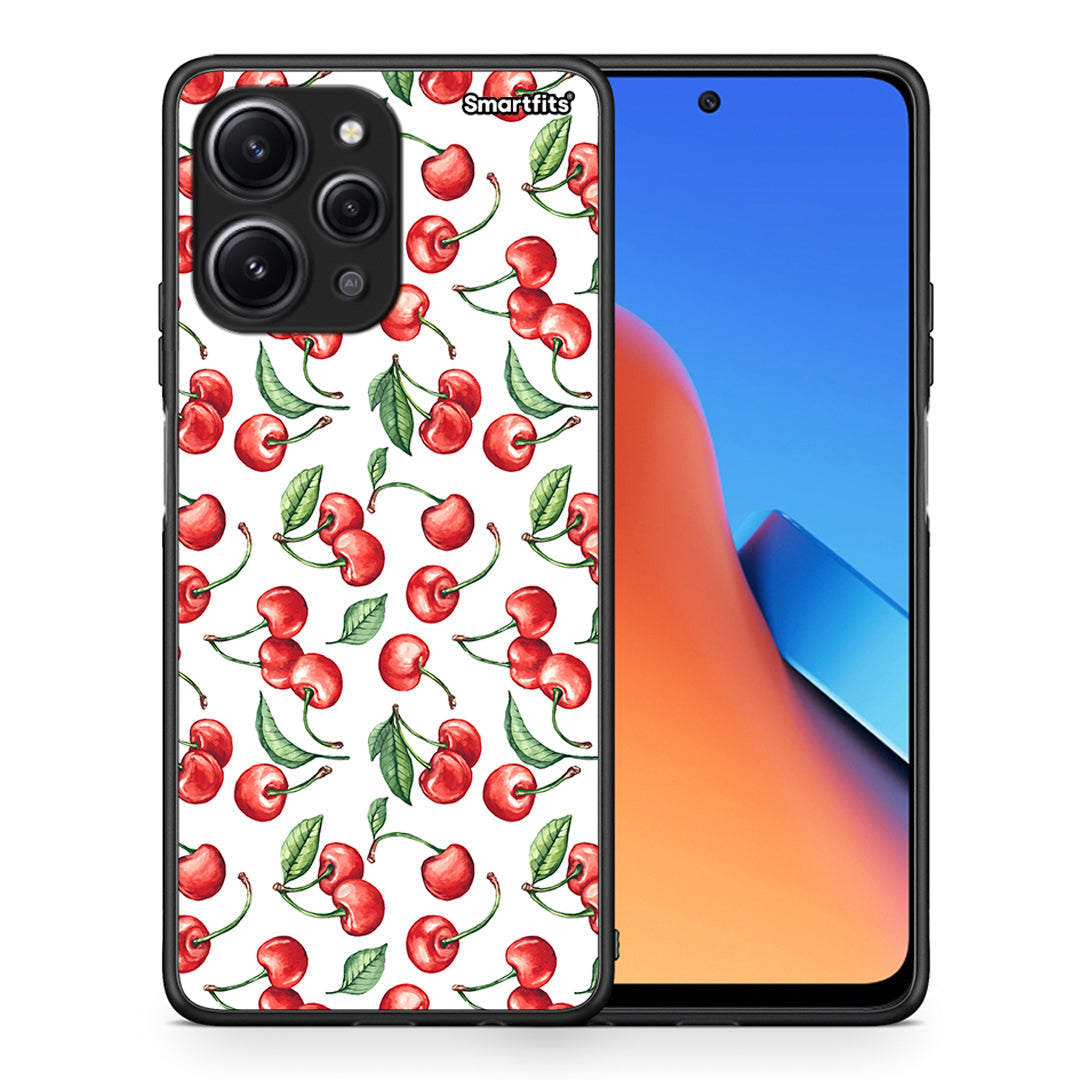 Θήκη Xiaomi Redmi 12 4G Cherry Summer από τη Smartfits με σχέδιο στο πίσω μέρος και μαύρο περίβλημα | Xiaomi Redmi 12 4G Cherry Summer case with colorful back and black bezels