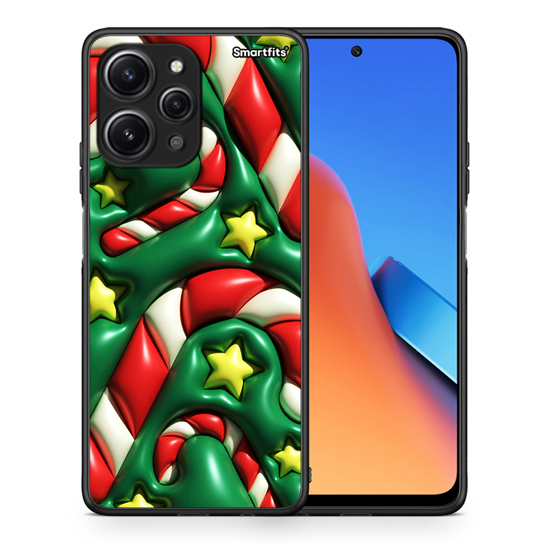 Θήκη Xiaomi Redmi 12 4G Christmas Bubbles από τη Smartfits με σχέδιο στο πίσω μέρος και μαύρο περίβλημα | Xiaomi Redmi 12 4G Christmas Bubbles case with colorful back and black bezels