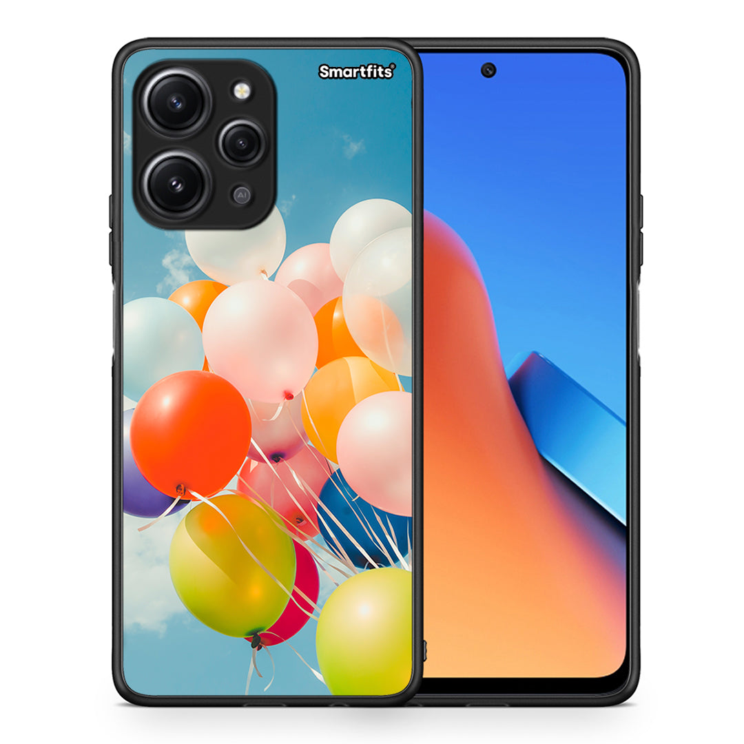 Θήκη Xiaomi Redmi 12 4G Colorful Balloons από τη Smartfits με σχέδιο στο πίσω μέρος και μαύρο περίβλημα | Xiaomi Redmi 12 4G Colorful Balloons case with colorful back and black bezels