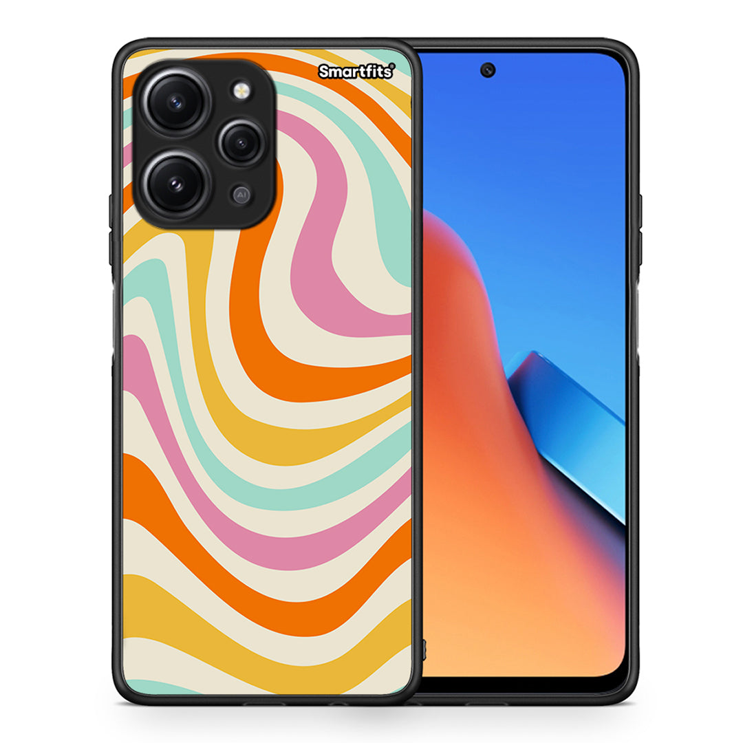 Θήκη Xiaomi Redmi 12 4G Colourful Waves από τη Smartfits με σχέδιο στο πίσω μέρος και μαύρο περίβλημα | Xiaomi Redmi 12 4G Colourful Waves case with colorful back and black bezels