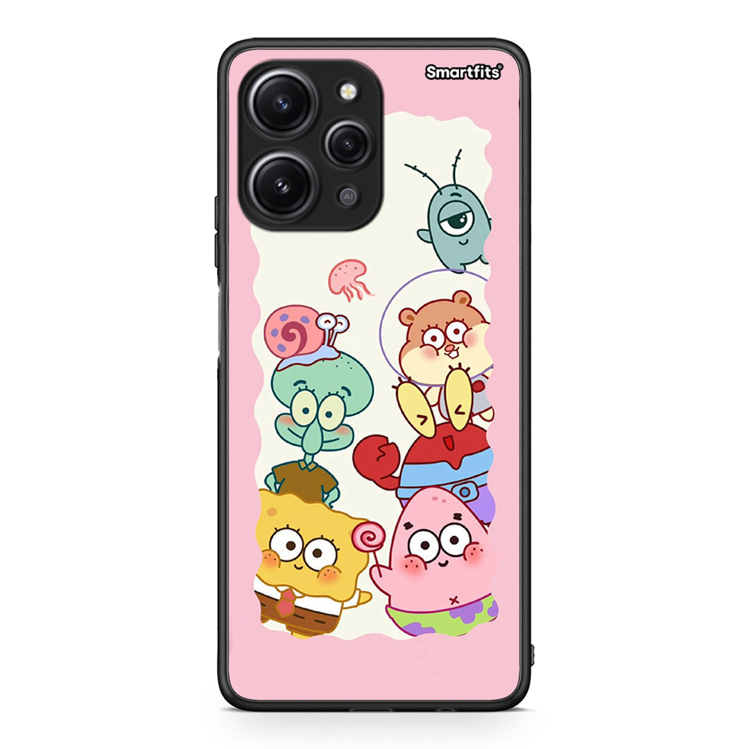 Xiaomi Redmi 12 4G Cute Companion θήκη από τη Smartfits με σχέδιο στο πίσω μέρος και μαύρο περίβλημα | Smartphone case with colorful back and black bezels by Smartfits