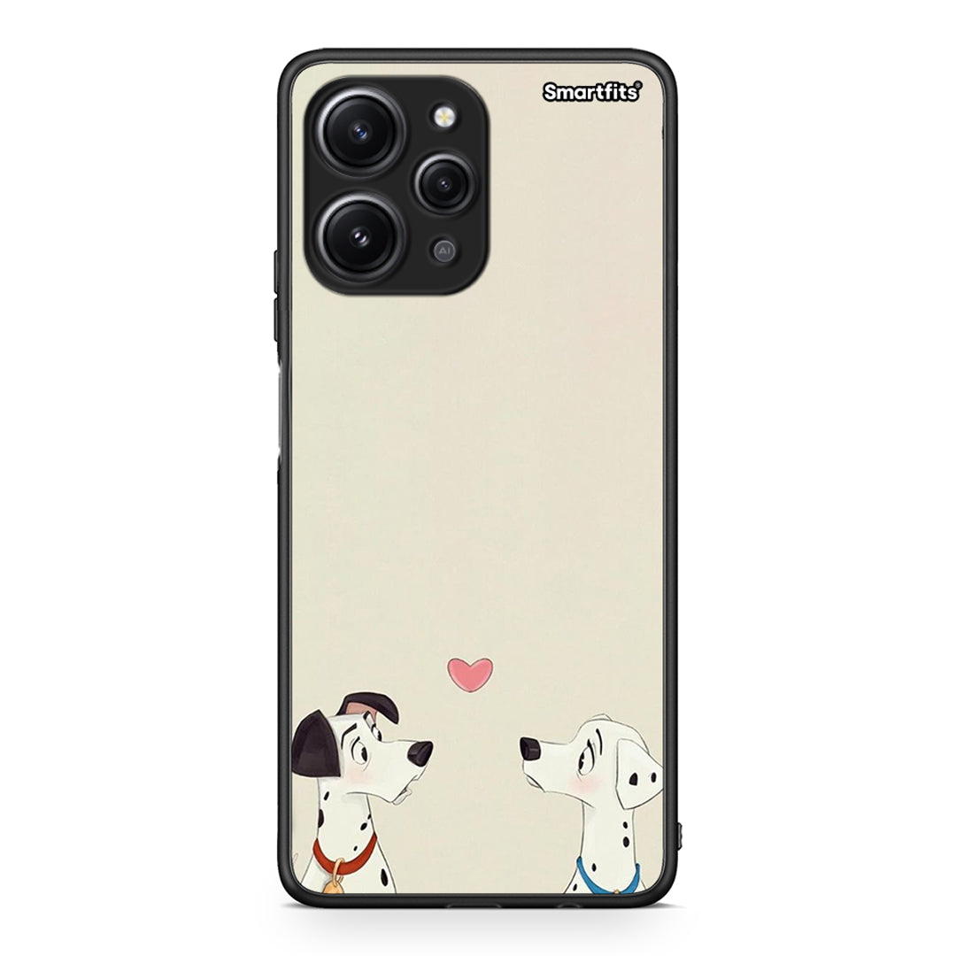 Xiaomi Redmi 12 4G Dalmatians Love θήκη από τη Smartfits με σχέδιο στο πίσω μέρος και μαύρο περίβλημα | Smartphone case with colorful back and black bezels by Smartfits