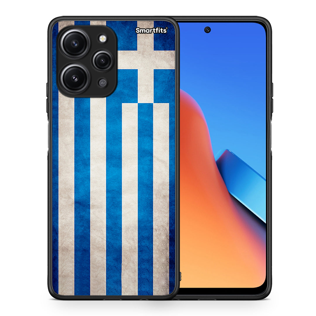 Θήκη Xiaomi Redmi 12 4G Greek Flag από τη Smartfits με σχέδιο στο πίσω μέρος και μαύρο περίβλημα | Xiaomi Redmi 12 4G Greek Flag case with colorful back and black bezels