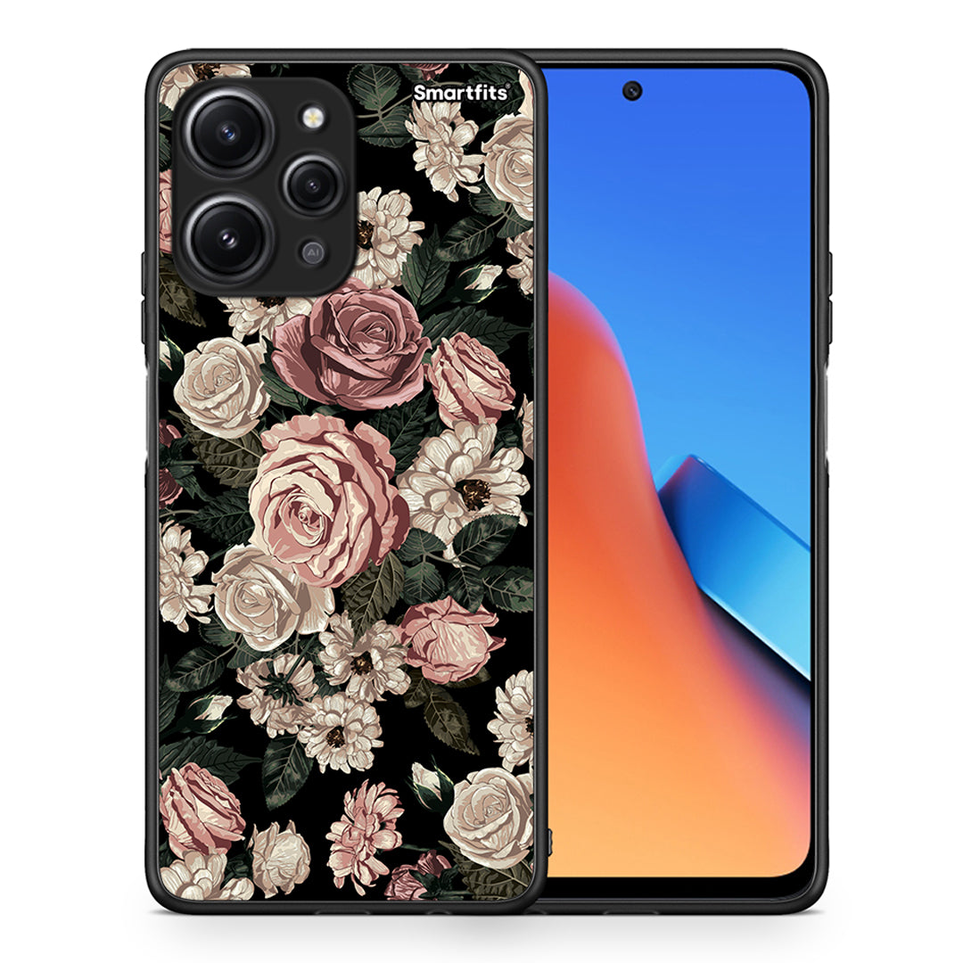 Θήκη Xiaomi Redmi 12 4G Wild Roses Flower από τη Smartfits με σχέδιο στο πίσω μέρος και μαύρο περίβλημα | Xiaomi Redmi 12 4G Wild Roses Flower case with colorful back and black bezels