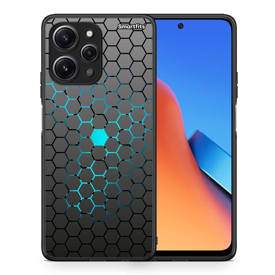 Θήκη Xiaomi Redmi 12 4G Hexagonal Geometric από τη Smartfits με σχέδιο στο πίσω μέρος και μαύρο περίβλημα | Xiaomi Redmi 12 4G Hexagonal Geometric case with colorful back and black bezels