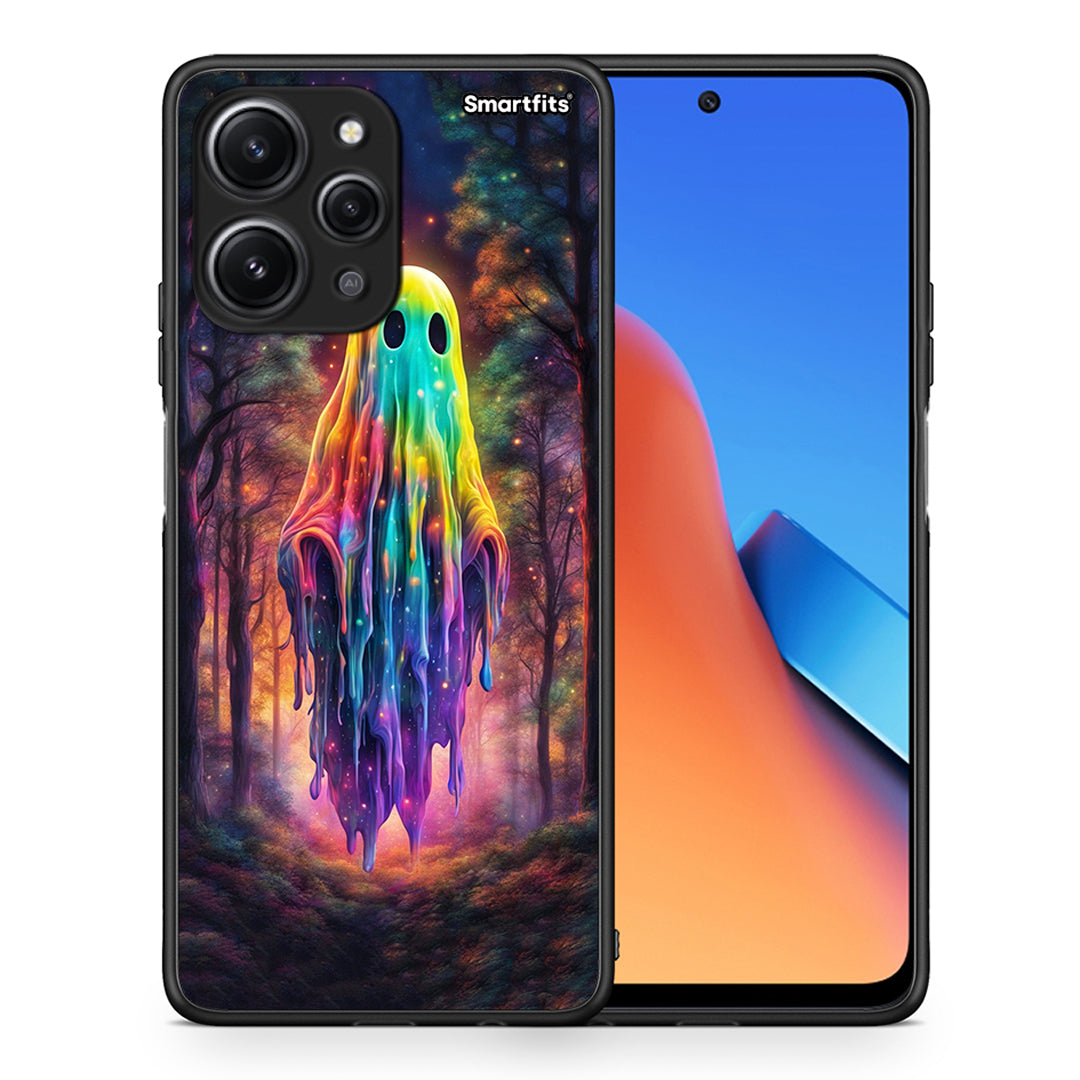 Θήκη Xiaomi Redmi 12 4G Halloween Ghost από τη Smartfits με σχέδιο στο πίσω μέρος και μαύρο περίβλημα | Xiaomi Redmi 12 4G Halloween Ghost case with colorful back and black bezels