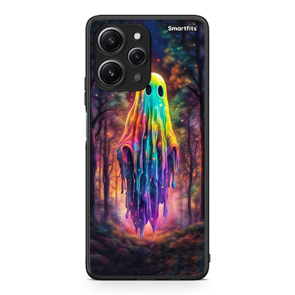 Xiaomi Redmi 12 4G Halloween Ghost θήκη από τη Smartfits με σχέδιο στο πίσω μέρος και μαύρο περίβλημα | Smartphone case with colorful back and black bezels by Smartfits