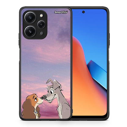 Θήκη Xiaomi Redmi 12 4G Lady And Tramp από τη Smartfits με σχέδιο στο πίσω μέρος και μαύρο περίβλημα | Xiaomi Redmi 12 4G Lady And Tramp case with colorful back and black bezels