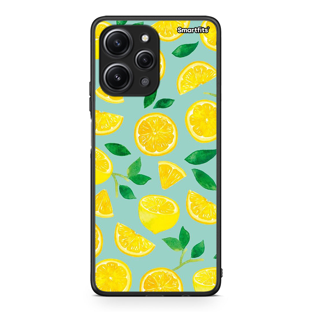 Xiaomi Redmi 12 4G Lemons θήκη από τη Smartfits με σχέδιο στο πίσω μέρος και μαύρο περίβλημα | Smartphone case with colorful back and black bezels by Smartfits