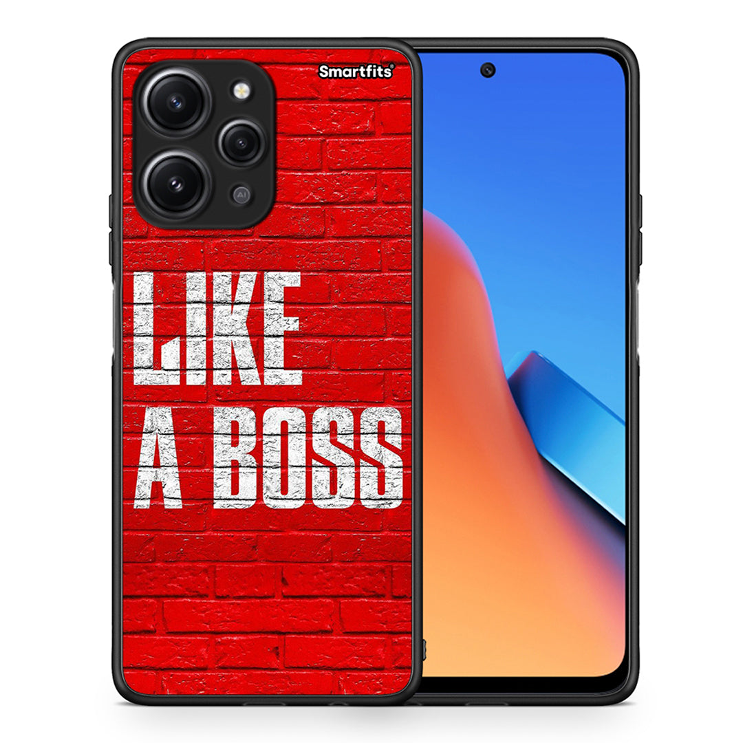 Θήκη Xiaomi Redmi 12 4G Like A Boss από τη Smartfits με σχέδιο στο πίσω μέρος και μαύρο περίβλημα | Xiaomi Redmi 12 4G Like A Boss case with colorful back and black bezels