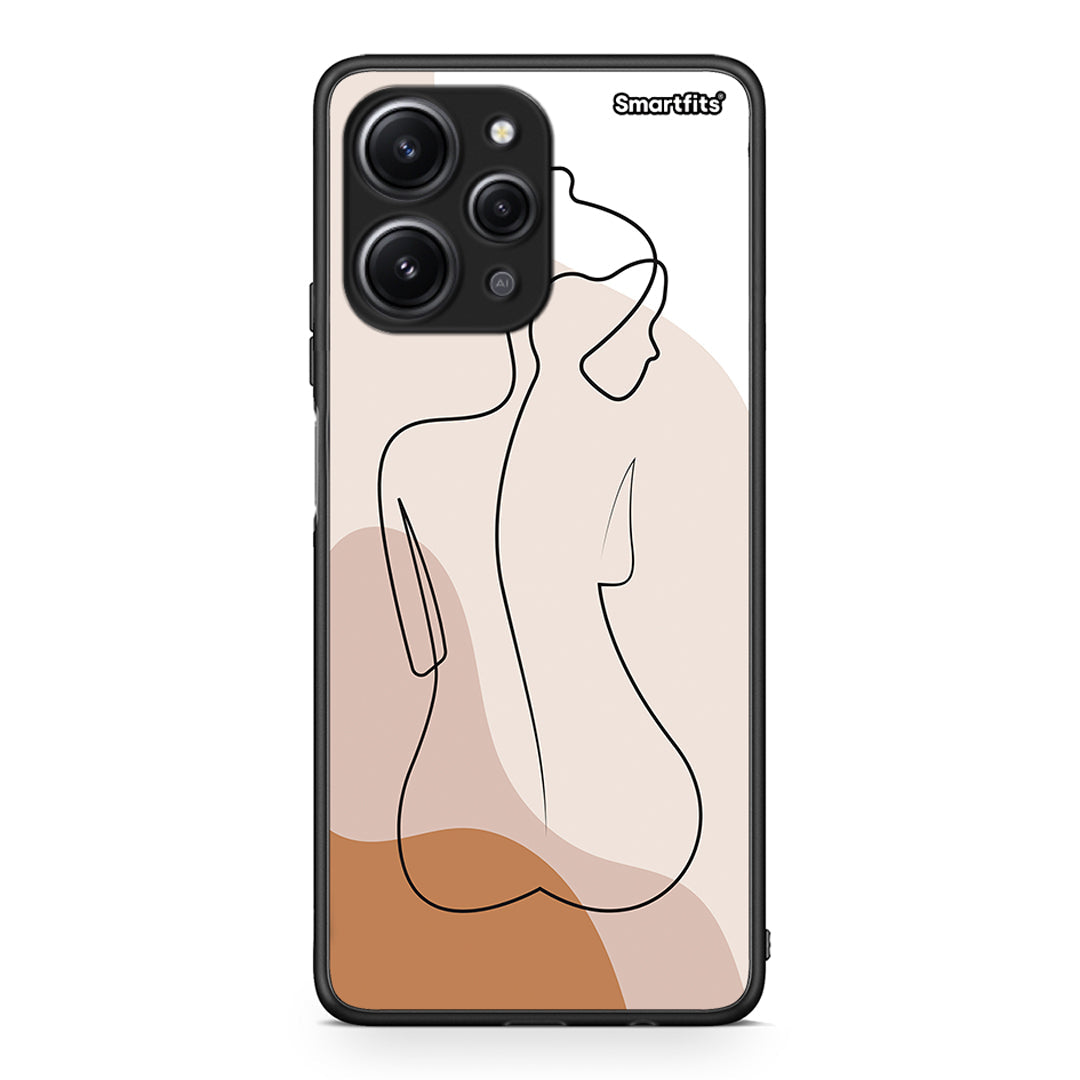 Xiaomi Redmi 12 4G LineArt Woman θήκη από τη Smartfits με σχέδιο στο πίσω μέρος και μαύρο περίβλημα | Smartphone case with colorful back and black bezels by Smartfits