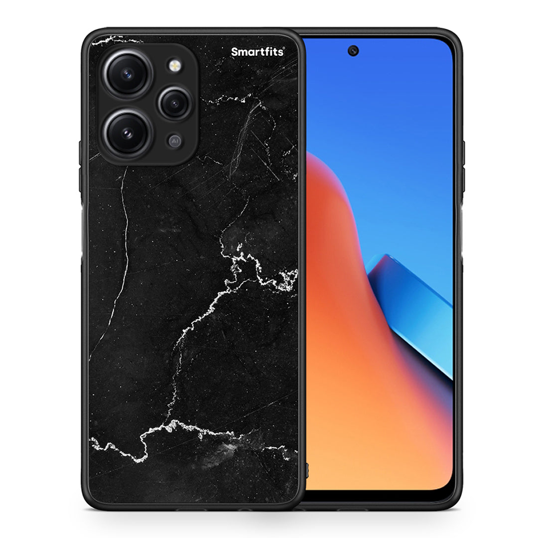 Θήκη Xiaomi Redmi 12 4G Marble Black από τη Smartfits με σχέδιο στο πίσω μέρος και μαύρο περίβλημα | Xiaomi Redmi 12 4G Marble Black case with colorful back and black bezels