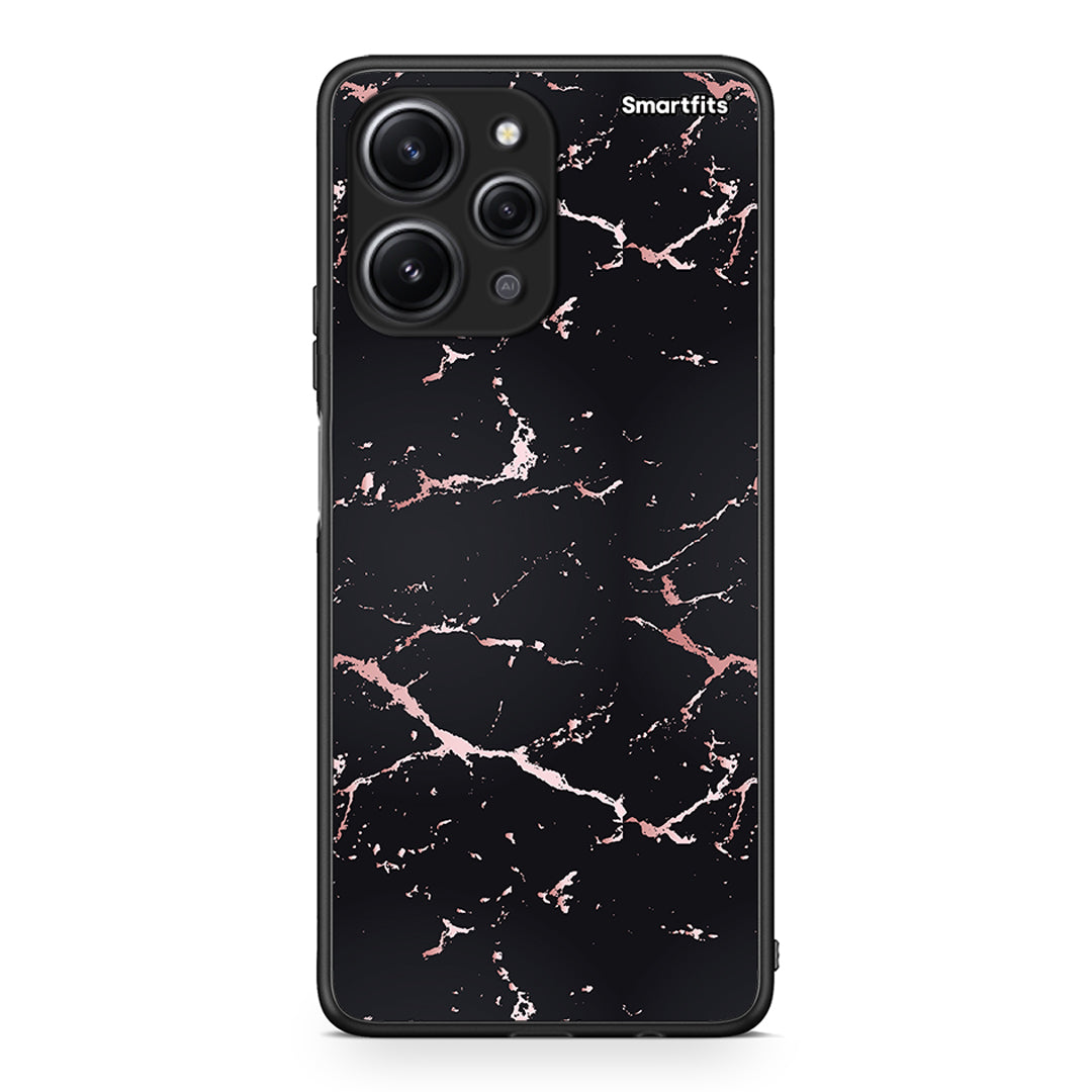 4 - Xiaomi Redmi 12 4G Black Rosegold Marble case, cover, bumper