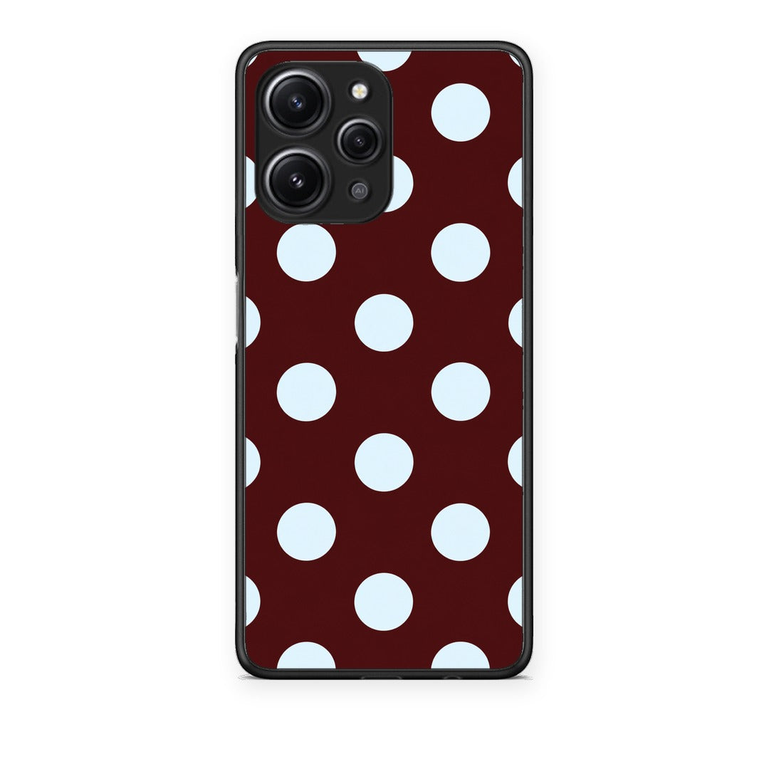 Θήκη Xiaomi Redmi 12 4G Pale Blue Large Polka Dots on Burgundy από τη Smartfits με σχέδιο στο πίσω μέρος και μαύρο περίβλημα | Xiaomi Redmi 12 4G Pale Blue Large Polka Dots on Burgundy case with colorful back and black bezels