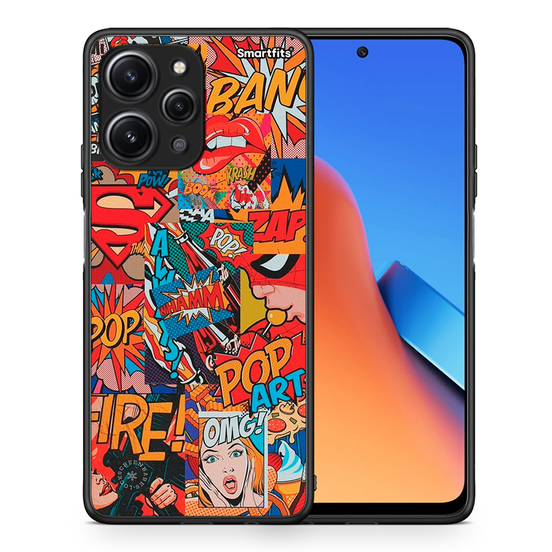 Θήκη Xiaomi Redmi 12 4G PopArt OMG από τη Smartfits με σχέδιο στο πίσω μέρος και μαύρο περίβλημα | Xiaomi Redmi 12 4G PopArt OMG case with colorful back and black bezels