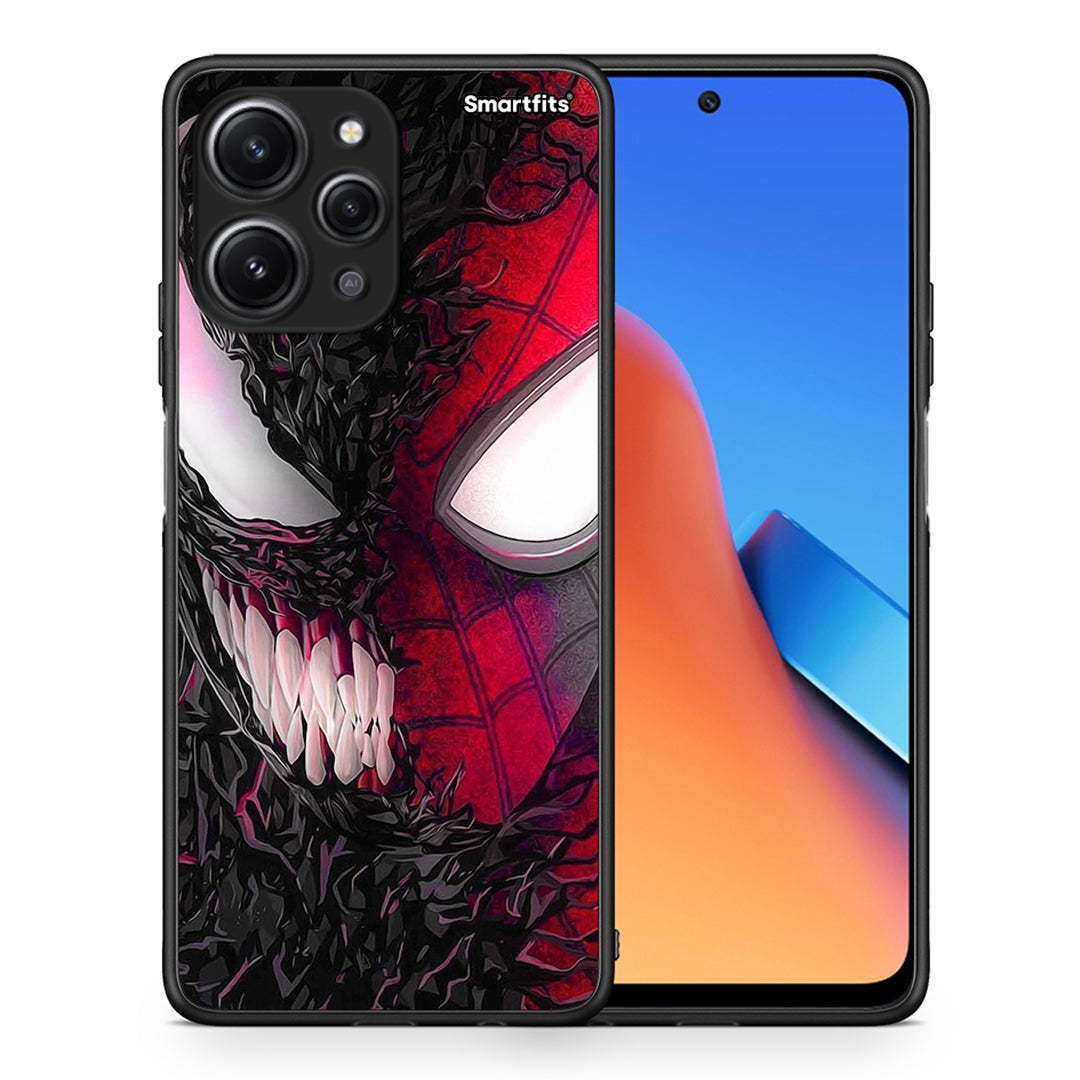 Θήκη Xiaomi Redmi 12 4G SpiderVenom PopArt από τη Smartfits με σχέδιο στο πίσω μέρος και μαύρο περίβλημα | Xiaomi Redmi 12 4G SpiderVenom PopArt case with colorful back and black bezels