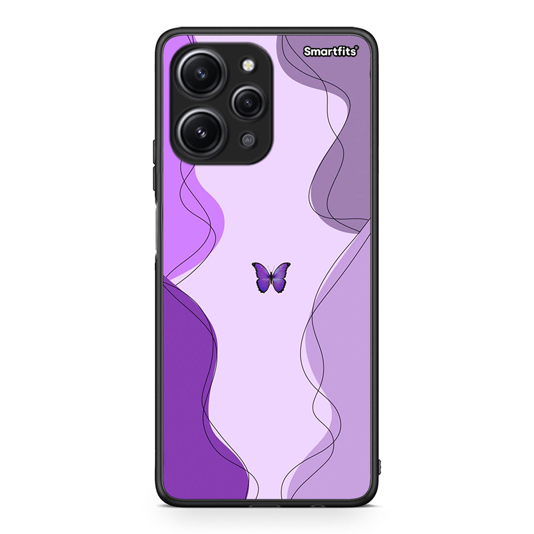 Xiaomi Redmi 12 4G Purple Mariposa Θήκη Αγίου Βαλεντίνου από τη Smartfits με σχέδιο στο πίσω μέρος και μαύρο περίβλημα | Smartphone case with colorful back and black bezels by Smartfits