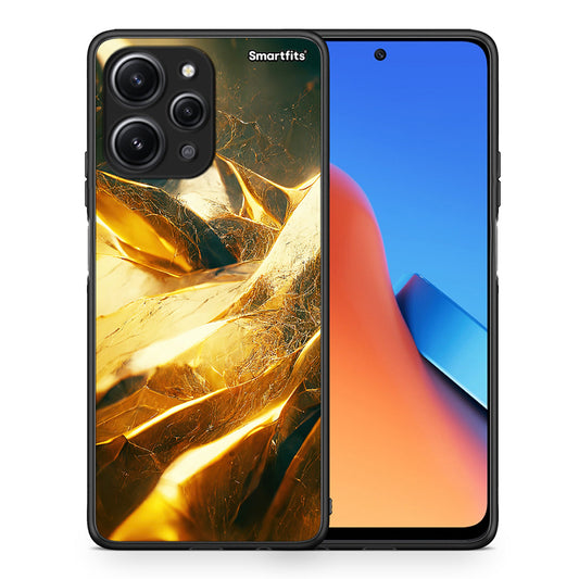 Θήκη Xiaomi Redmi 12 4G Real Gold από τη Smartfits με σχέδιο στο πίσω μέρος και μαύρο περίβλημα | Xiaomi Redmi 12 4G Real Gold case with colorful back and black bezels