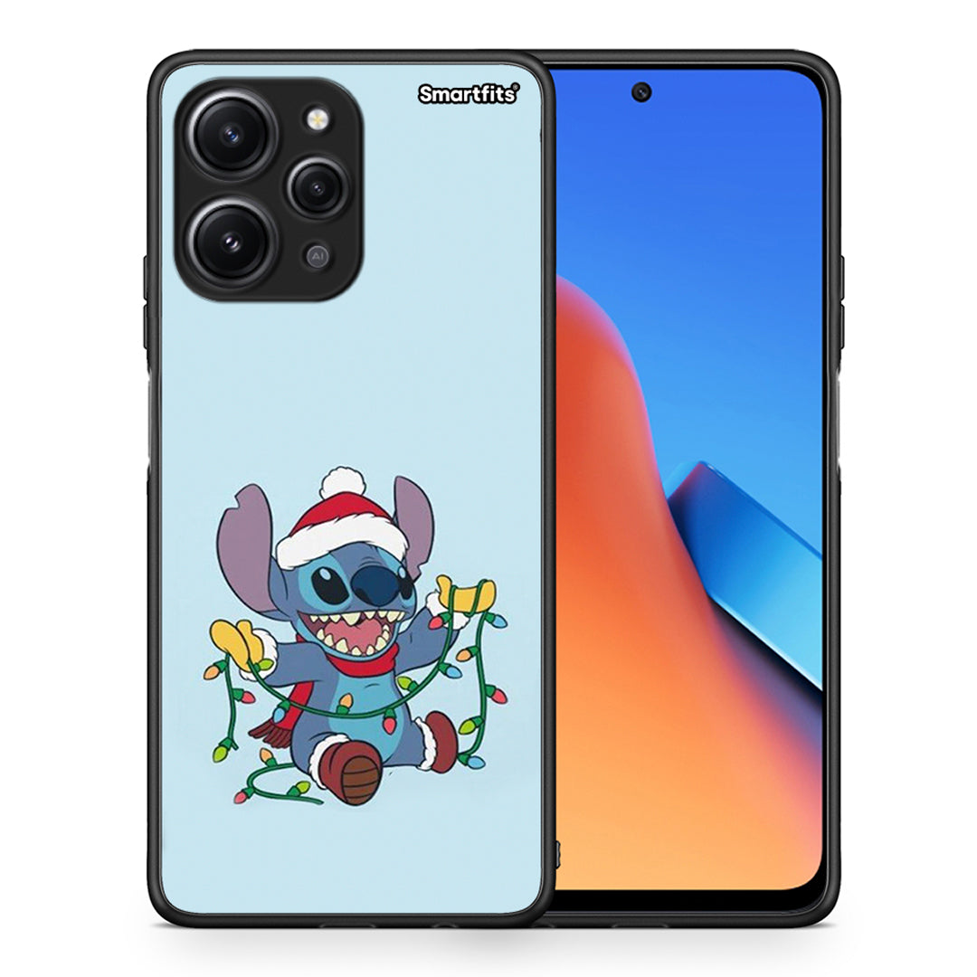 Θήκη Xiaomi Redmi 12 4G Santa Stich από τη Smartfits με σχέδιο στο πίσω μέρος και μαύρο περίβλημα | Xiaomi Redmi 12 4G Santa Stich case with colorful back and black bezels