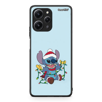 Xiaomi Redmi 12 4G Santa Stich θήκη από τη Smartfits με σχέδιο στο πίσω μέρος και μαύρο περίβλημα | Smartphone case with colorful back and black bezels by Smartfits