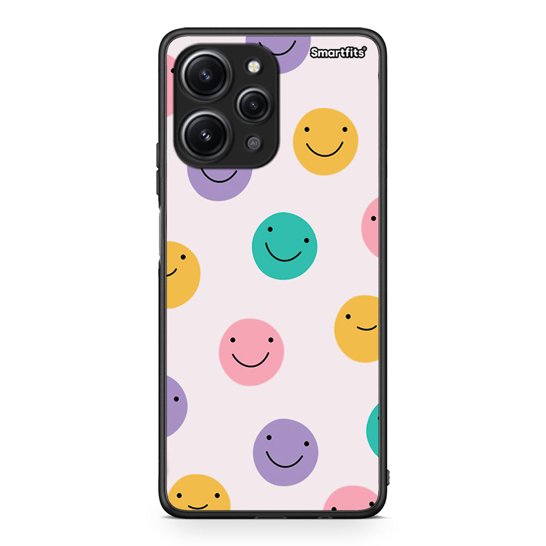 Xiaomi Redmi 12 4G Smiley Faces θήκη από τη Smartfits με σχέδιο στο πίσω μέρος και μαύρο περίβλημα | Smartphone case with colorful back and black bezels by Smartfits