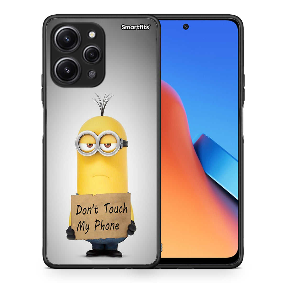 Θήκη Xiaomi Redmi 12 4G Minion Text από τη Smartfits με σχέδιο στο πίσω μέρος και μαύρο περίβλημα | Xiaomi Redmi 12 4G Minion Text case with colorful back and black bezels