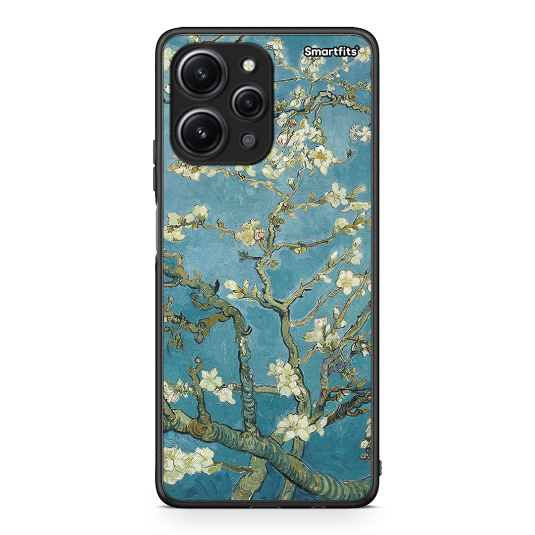 Xiaomi Redmi 12 4G White Blossoms θήκη από τη Smartfits με σχέδιο στο πίσω μέρος και μαύρο περίβλημα | Smartphone case with colorful back and black bezels by Smartfits