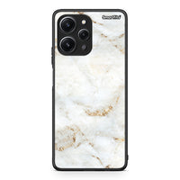 Thumbnail for Xiaomi Redmi 12 4G White Gold Marble θήκη από τη Smartfits με σχέδιο στο πίσω μέρος και μαύρο περίβλημα | Smartphone case with colorful back and black bezels by Smartfits