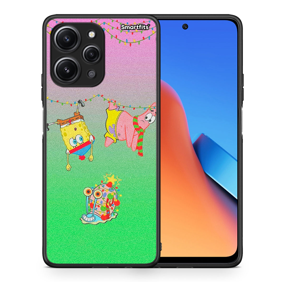 Θήκη Xiaomi Redmi 12 4G Xmas Lights από τη Smartfits με σχέδιο στο πίσω μέρος και μαύρο περίβλημα | Xiaomi Redmi 12 4G Xmas Lights case with colorful back and black bezels