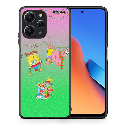 Θήκη Xiaomi Redmi 12 4G Xmas Lights από τη Smartfits με σχέδιο στο πίσω μέρος και μαύρο περίβλημα | Xiaomi Redmi 12 4G Xmas Lights case with colorful back and black bezels
