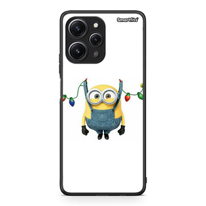 Xiaomi Redmi 12 4G Xmas Minion Lights θήκη από τη Smartfits με σχέδιο στο πίσω μέρος και μαύρο περίβλημα | Smartphone case with colorful back and black bezels by Smartfits