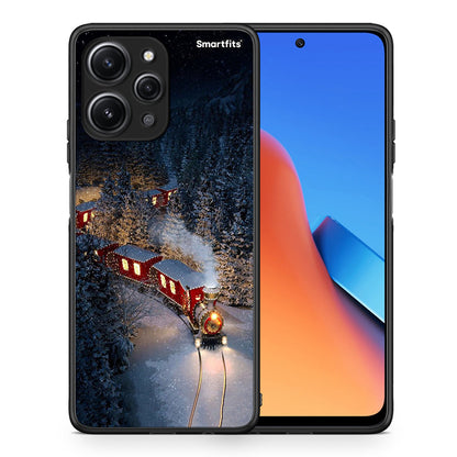 Θήκη Xiaomi Redmi 12 4G Xmas Train από τη Smartfits με σχέδιο στο πίσω μέρος και μαύρο περίβλημα | Xiaomi Redmi 12 4G Xmas Train case with colorful back and black bezels
