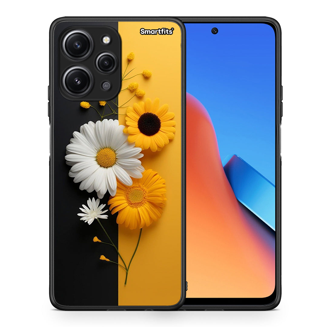 Θήκη Xiaomi Redmi 12 4G Yellow Daisies από τη Smartfits με σχέδιο στο πίσω μέρος και μαύρο περίβλημα | Xiaomi Redmi 12 4G Yellow Daisies case with colorful back and black bezels