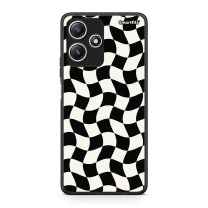 Θήκη Xiaomi Redmi 12 5G Black and Cream Wavy Checkerboard από τη Smartfits με σχέδιο στο πίσω μέρος και μαύρο περίβλημα | Xiaomi Redmi 12 5G Black and Cream Wavy Checkerboard case with colorful back and black bezels