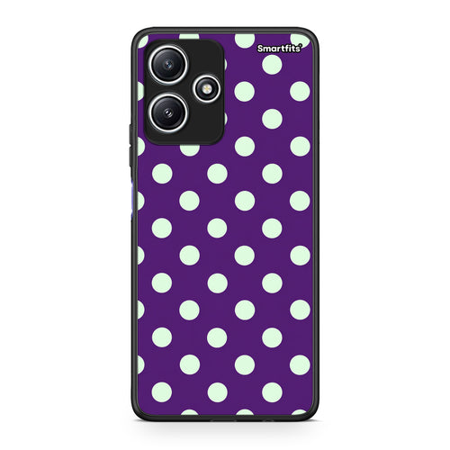 Θήκη Xiaomi Redmi 12 5G Mint Polka Dots on Purple από τη Smartfits με σχέδιο στο πίσω μέρος και μαύρο περίβλημα | Xiaomi Redmi 12 5G Mint Polka Dots on Purple case with colorful back and black bezels