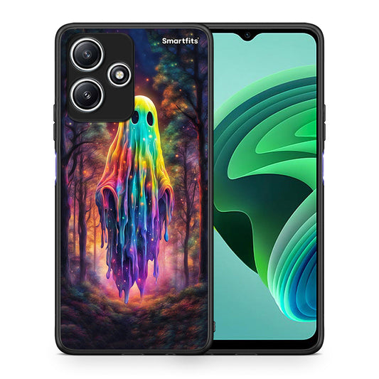 Θήκη Xiaomi Redmi 12 5G Halloween Ghost από τη Smartfits με σχέδιο στο πίσω μέρος και μαύρο περίβλημα | Xiaomi Redmi 12 5G Halloween Ghost case with colorful back and black bezels