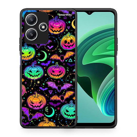Θήκη Xiaomi Redmi 12 5G Neon Halloween από τη Smartfits με σχέδιο στο πίσω μέρος και μαύρο περίβλημα | Xiaomi Redmi 12 5G Neon Halloween case with colorful back and black bezels
