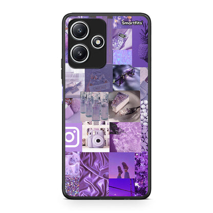 Xiaomi Redmi 12 5G Purple Aesthetic Collage θήκη από τη Smartfits με σχέδιο στο πίσω μέρος και μαύρο περίβλημα | Smartphone case with colorful back and black bezels by Smartfits