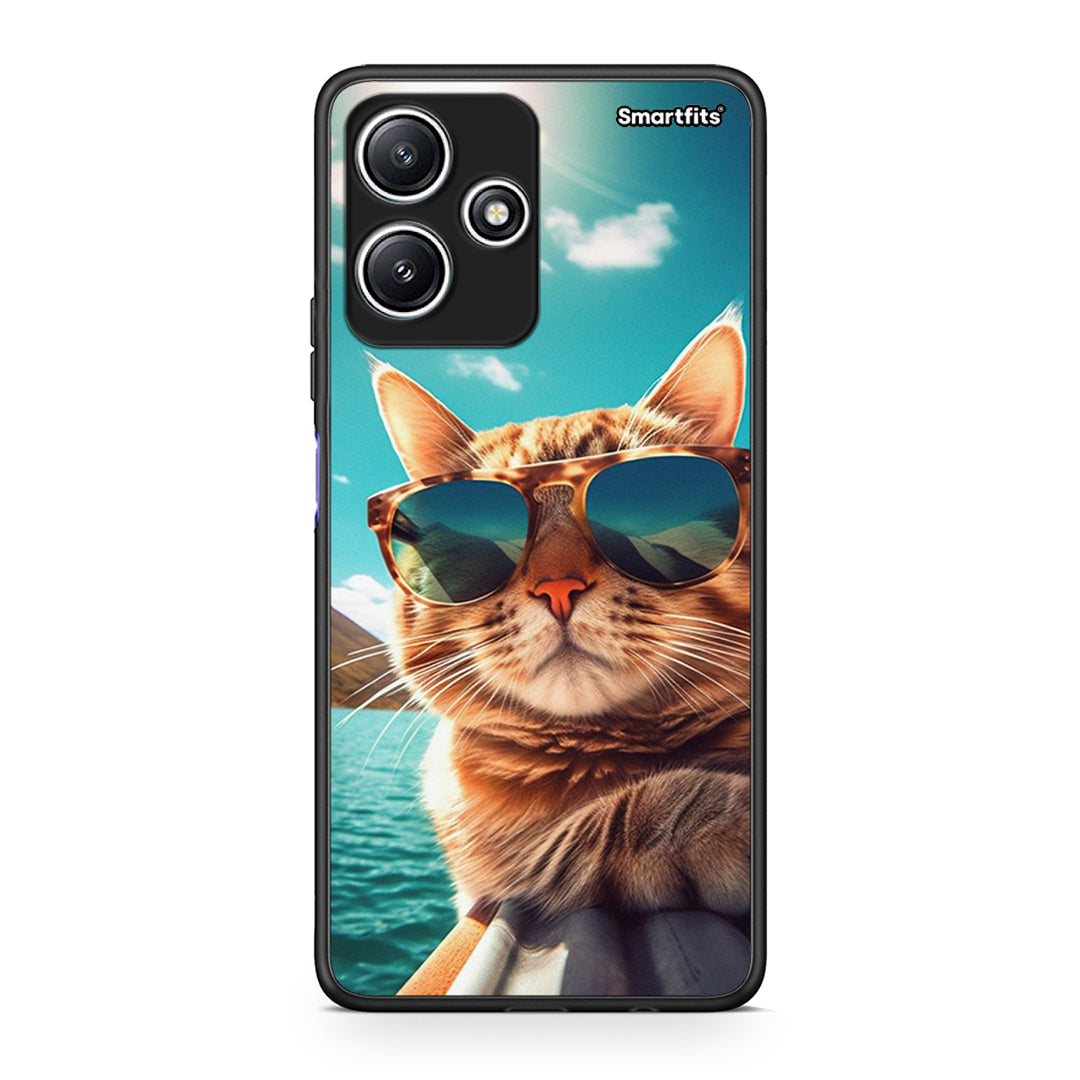 Xiaomi Redmi 12 5G Summer Cat θήκη από τη Smartfits με σχέδιο στο πίσω μέρος και μαύρο περίβλημα | Smartphone case with colorful back and black bezels by Smartfits
