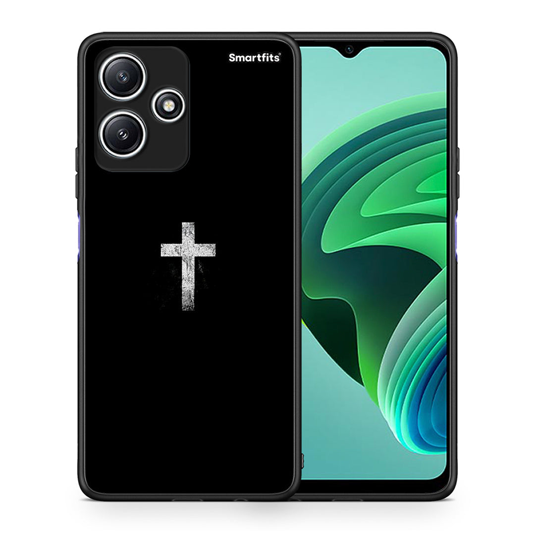 Θήκη Xiaomi Redmi 12 5G White Cross από τη Smartfits με σχέδιο στο πίσω μέρος και μαύρο περίβλημα | Xiaomi Redmi 12 5G White Cross case with colorful back and black bezels